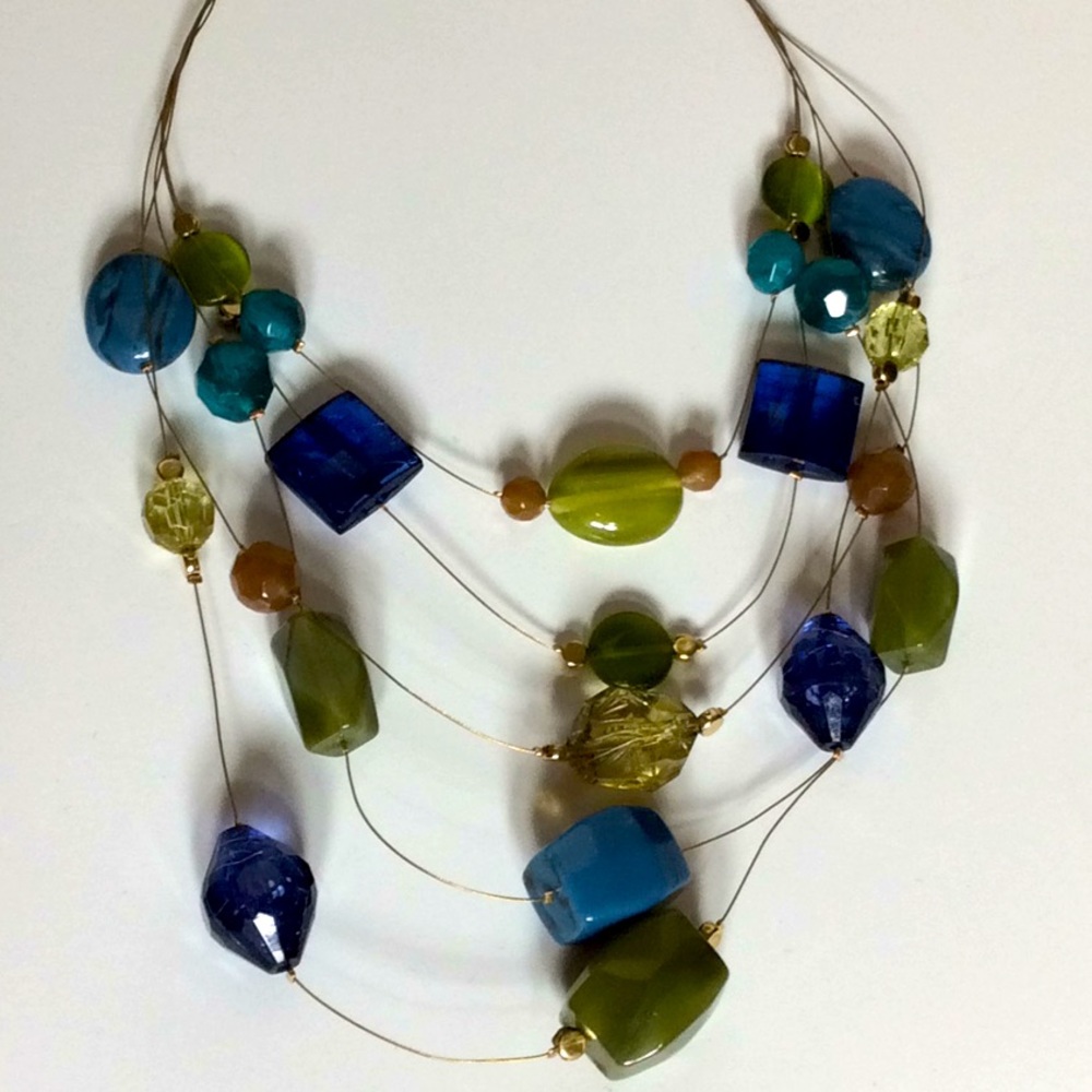 Beaded Necklace on Gold Wire